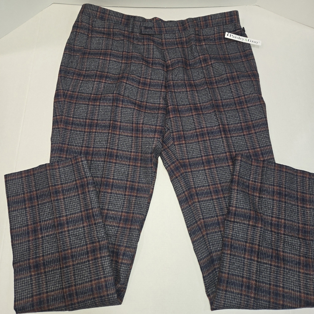 Paisley & Gray Plaid Dress Pants - Gray and Red